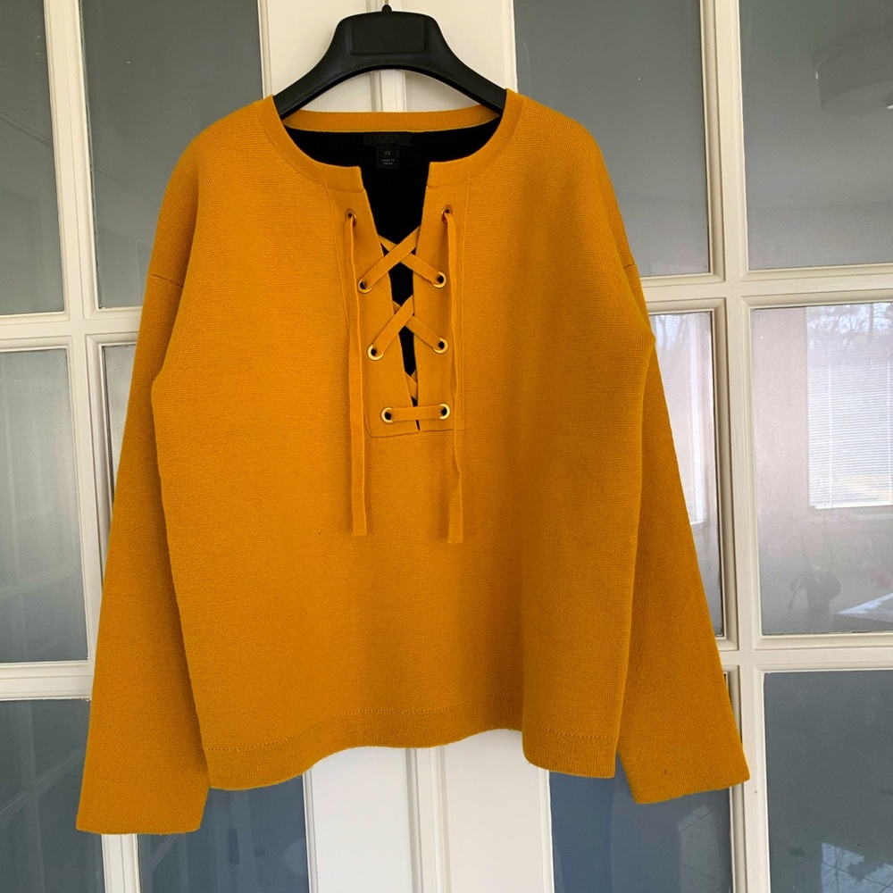 Merino double faced wool jumper, golden sun